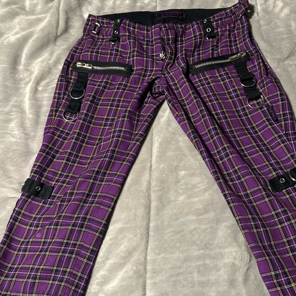 Tripp Purple Plaid Pants with Black Accents